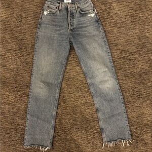 Agolde Women's Straight Leg Distressed Gray Jeans